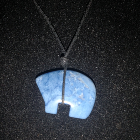 Lapis Uzulli Hand Carved Bear Necklace - Picture 2 of 4